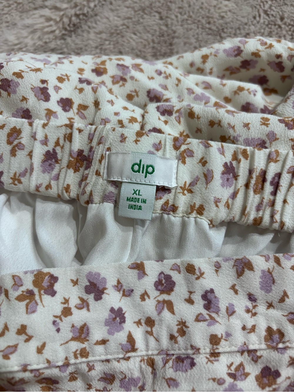 dip Cream Skirt with Lavender and Tan Floral Print